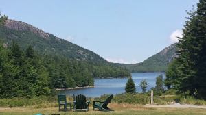 View from my table at the Jordan Pond House in Acadia National Park